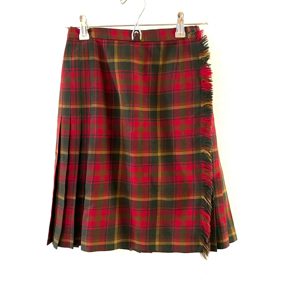 Maple Leaf Tartan Highland Queen Vintage Ladies Kilt Authentic All Wool Pleated - Picture 1 of 7